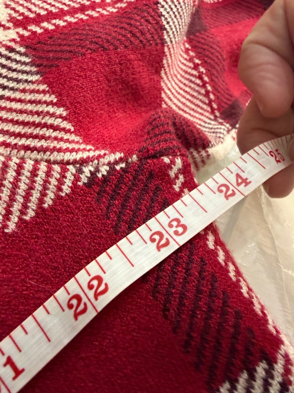 DownEast Red and White Plaid Long Cardigan xxl - Picture 5 of 5